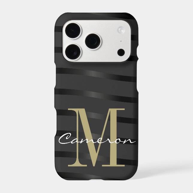 Gold Monogram Initial and Name On Black (Back)