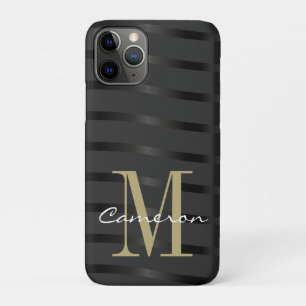 Gold Monogram Initial and Name On Black Case-Mate iPhone Case
