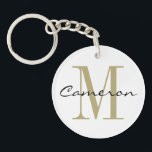 Gold Monogram Initial and Name Personalised Gift Key Ring<br><div class="desc">Gold Monogram Initial and Name Personalised</div>