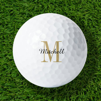 Gold Monogram Initial and Name Personalised Golf Balls