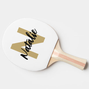 Gold Monogram Initial and Name Personalised Ping Pong Paddle