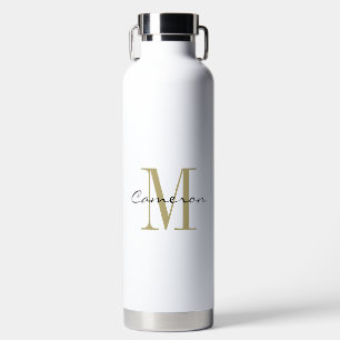 Gold Monogram Initial and Name Personalised Water Bottle