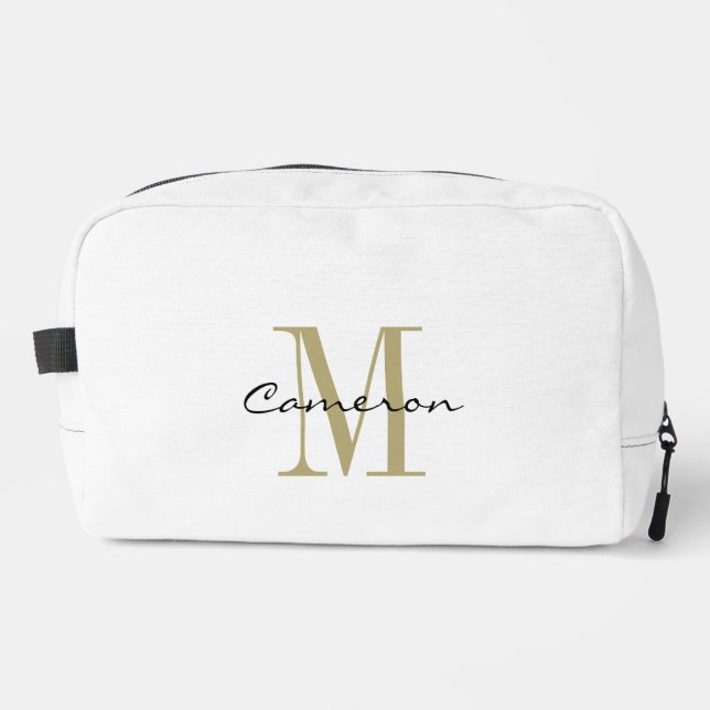 Gold Monogram Initial and Name Personalized Dopp Kit (Front)