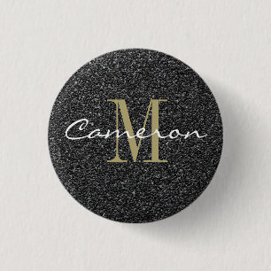 Gold Monogram Initial and Name Sandpaper 3 Cm Round Badge