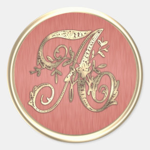 Gold Monogram Initial Coral Envelope Seal