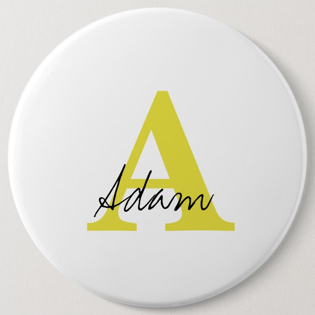 Gold Monogram Initial Custom Name Gift Fathers Day 6 Cm Round Badge (Front)