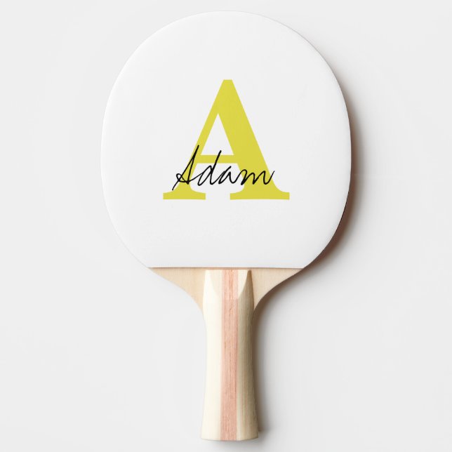 Gold Monogram Initial Custom Name Gift Fathers Day Ping Pong Paddle (Front)
