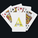 Gold Monogram Initial Custom Name Gift Fathers Day Playing Cards<br><div class="desc">Designed with custom text templates for monogrammed initial & custom name,  this makes a wonderful gift for father's day,  birthday,  wedding party favours etc!</div>