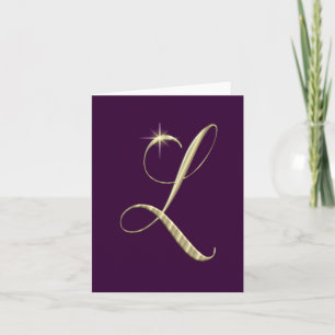 Gold Monogram Initial L Note Card