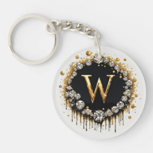 Gold Monogram Initial W Gift For Her Key Ring