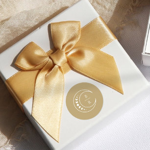 Gold Monogram Initials Celestial Wedding  Classic Round Sticker