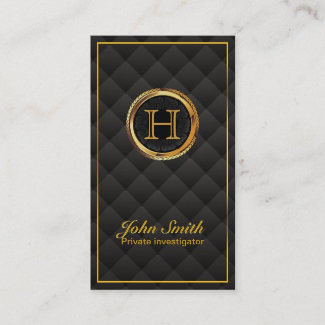 Gold Monogram Investigator Business Card (Front)