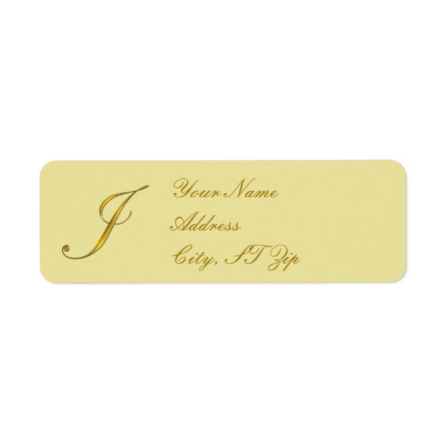Gold Monogram J Customised Return Address Labels (Front)