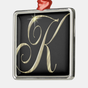 Gold monogram K initials Metal Tree Decoration