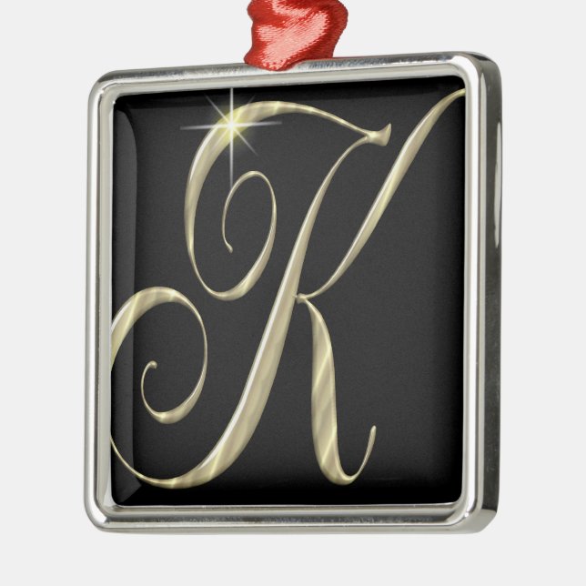 Gold monogram K initials Metal Tree Decoration (Left)