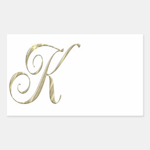 Gold monogram K initials Rectangular Sticker