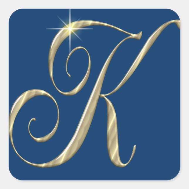 Gold monogram K initials Square Sticker (Front)