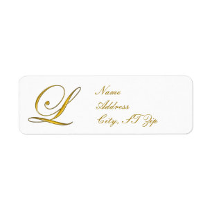 Gold Monogram L Customised Return Address Labels
