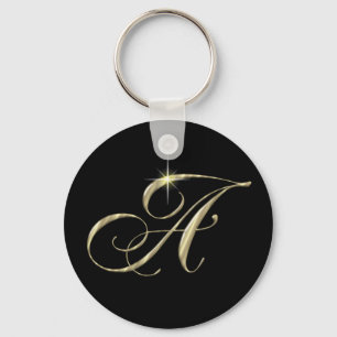 Gold Monogram Letter A Key Ring