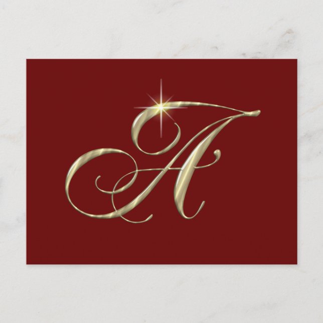 Gold Monogram Letter A Postcard (Front)