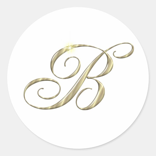 Gold Monogram Letter B Classic Round Sticker (Front)