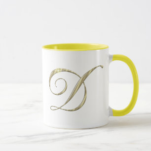 Gold Monogram Letter D Initials Mug