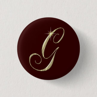 Gold Monogram Letter G Initials 3 Cm Round Badge