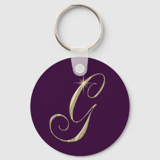 Gold Monogram Letter G Initials Key Ring