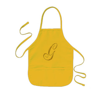 Gold Monogram Letter G Initials Kids Apron
