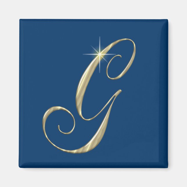 Gold Monogram Letter G Initials Magnet (Front)