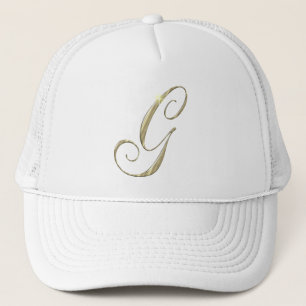 Gold Monogram Letter G Initials Trucker Hat