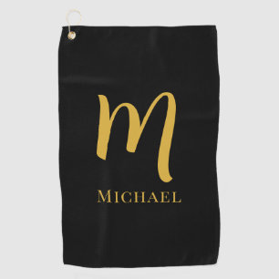 Gold Monogram Letter Initial Elegant Template Golf Towel