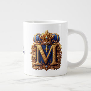 👑 Gold Monogram Letter M Personalised Large Coffee Mug