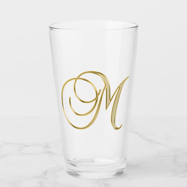 Gold Monogram M Glass (Front)