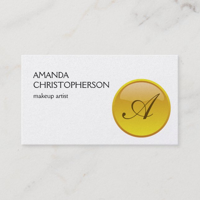 Gold Monogram Makeup Artist Business Card (Front)