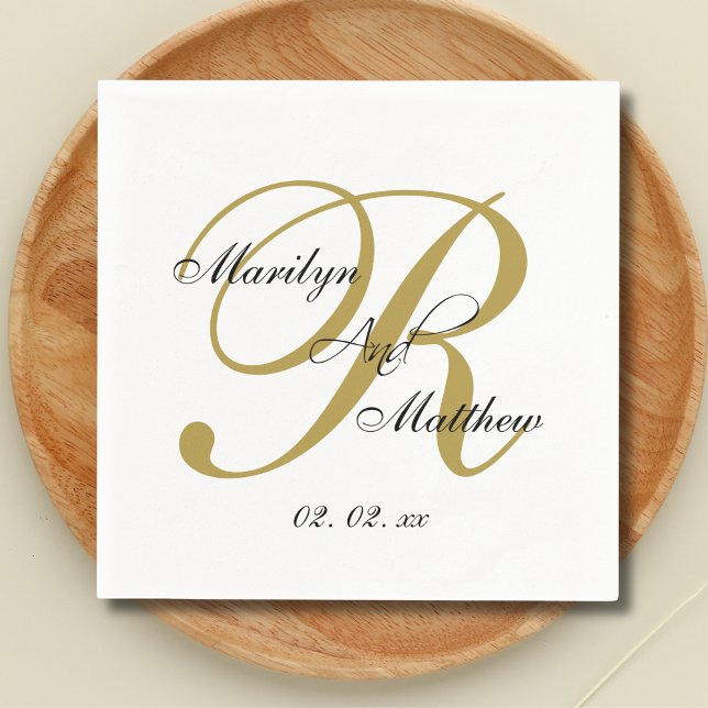 Gold Monogram Minimal Elegant Wedding Napkin (Creator Uploaded)