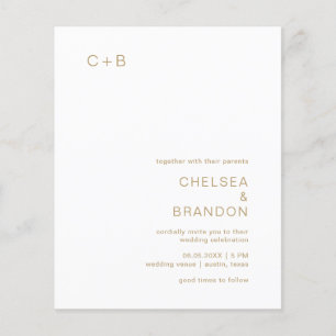 Gold Monogram Modern Budget Wedding Invitation