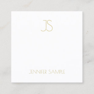 Gold Monogram Modern Simple Plain Sophisticated Square Business Card