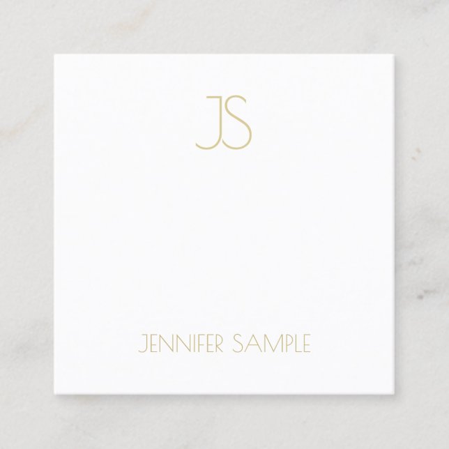 Gold Monogram Modern Simple Plain Sophisticated Square Business Card (Front)