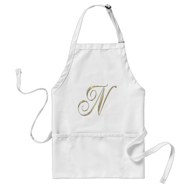 Gold monogram N initials merchandise Standard Apron (Front)