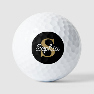 Gold Monogram Name Elegant Ladies Golf Balls