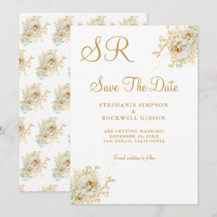 Gold Monogram Name Initial Wedding Save The Date