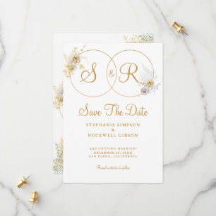 Gold Monogram Name Initial Wedding Save The Date