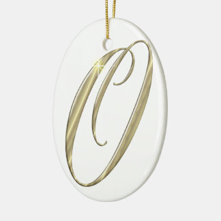 Gold monogram O initials merchandise Ceramic Tree Decoration