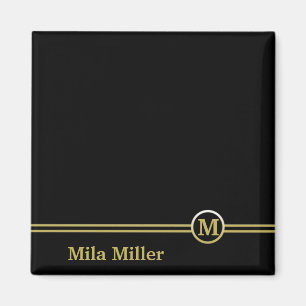 Gold Monogram on black background  Magnet
