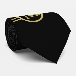 Gold Monogram on black background  Tie