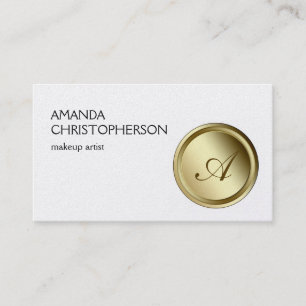 Gold Monogram Pattern Makeup Artist Business Card