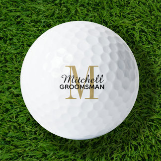 Gold Monogram Personalised Groomsman Gift Golf Balls
