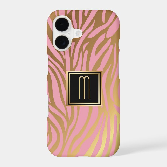 Gold Monogram Pink Tiger Stripe Pattern (Back)