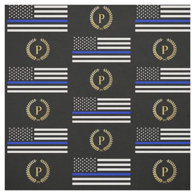 Gold Monogram Police Flag Fabric (Swatch)